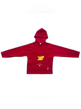 Vintage 90s Nintendo Pokemon Pikachu Red Fleece Embroidered Hoodie Youth XL